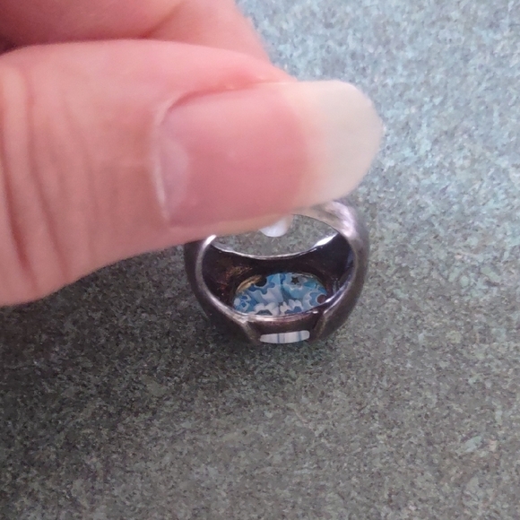Sterling Silver(925) Blue and White Millefiori Glass Ring Size 6 - Picture 6 of 6